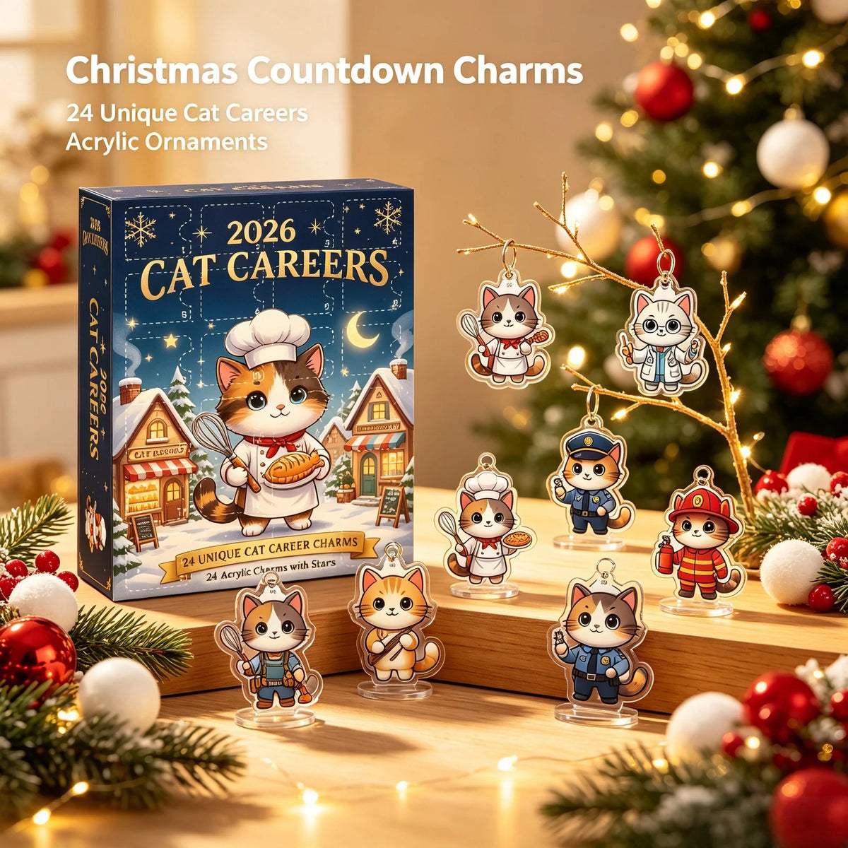 Cat Advent Calendar Acrylic 24 Compartments