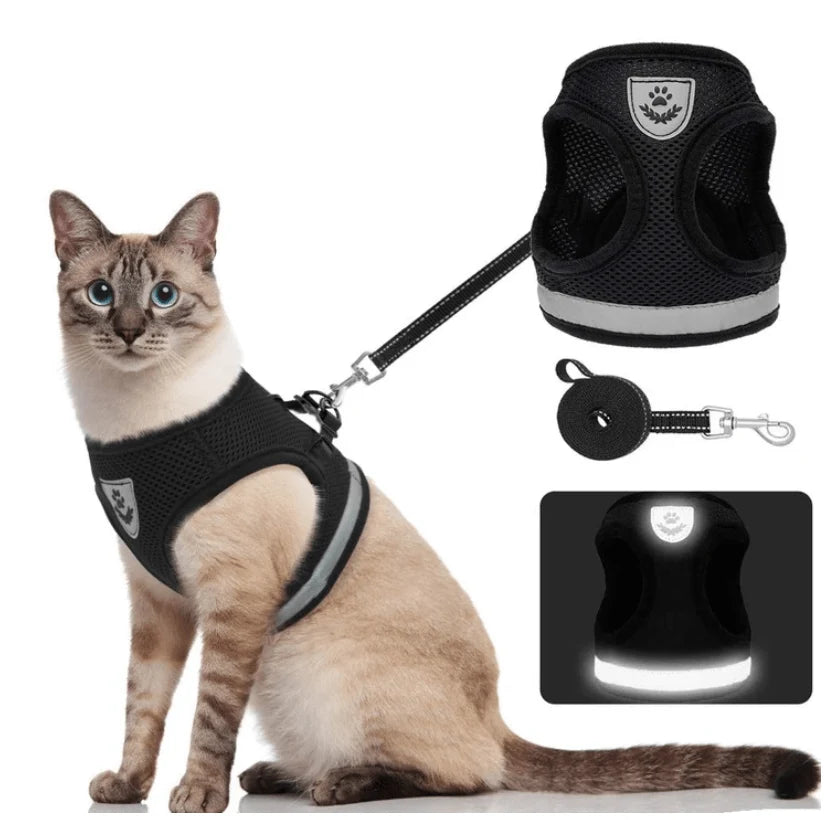 Cat Harness Escape-Resistant Adjustable Reflective With Leash Included