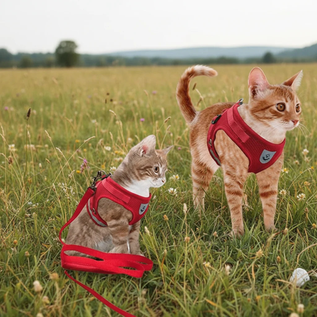 Cat Harness Escape-Resistant Adjustable Reflective With Leash Included