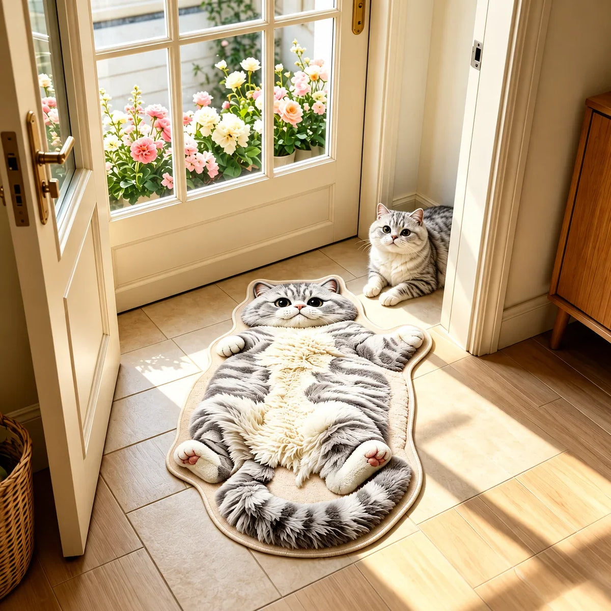 Cat Shaped Rug Soft Pile Non-Slip Washable
