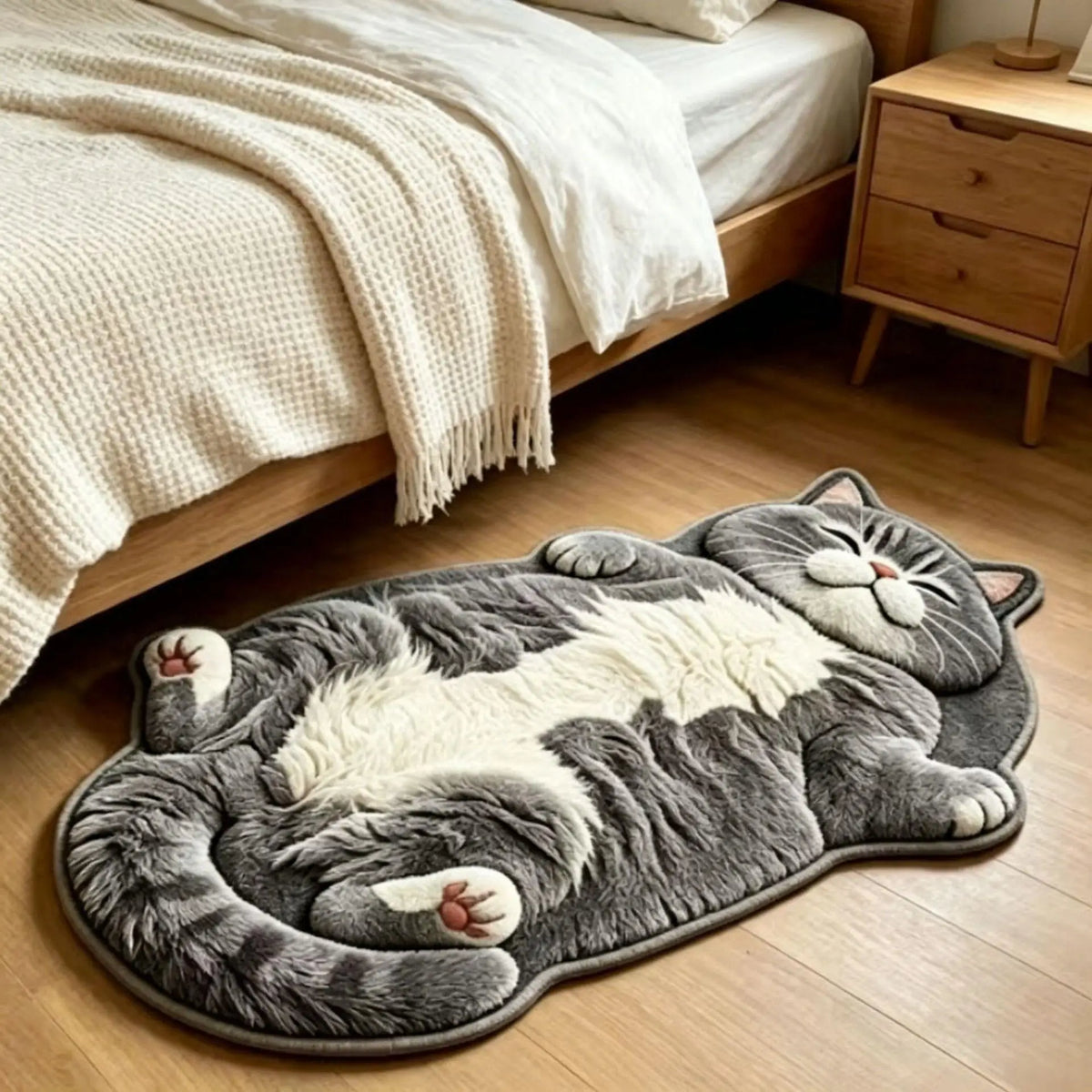 Cat Shaped Rug Soft Pile Non-Slip Washable