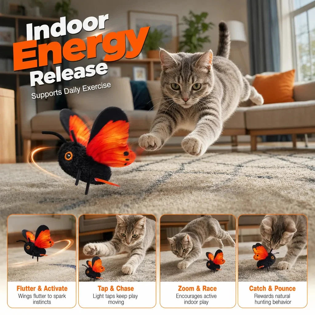 Cat Toy Fluttering Butterfly Motion-Activated