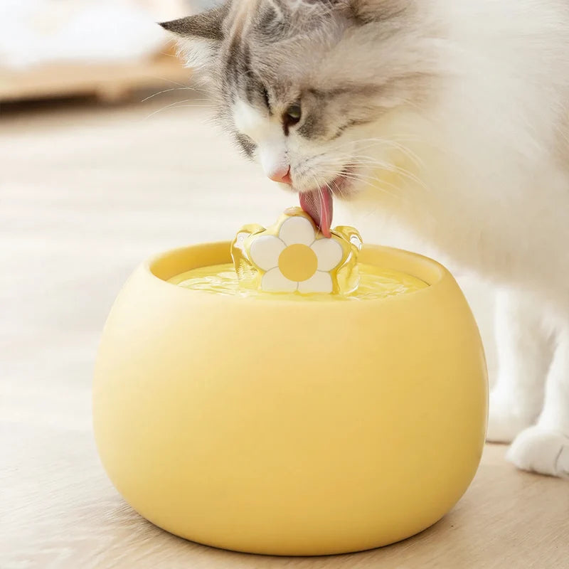 Cat Water Fountain Ceramic Filtered Circulating Water