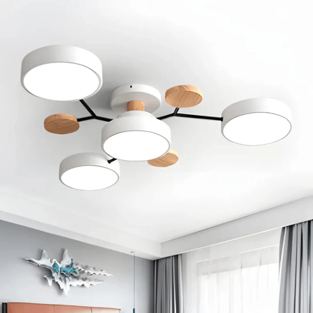 Ceiling Light 35-Inch Low-Profile LED Wood And Metal