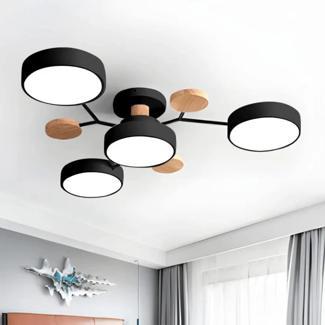 Ceiling Light 35-Inch Low-Profile LED Wood And Metal