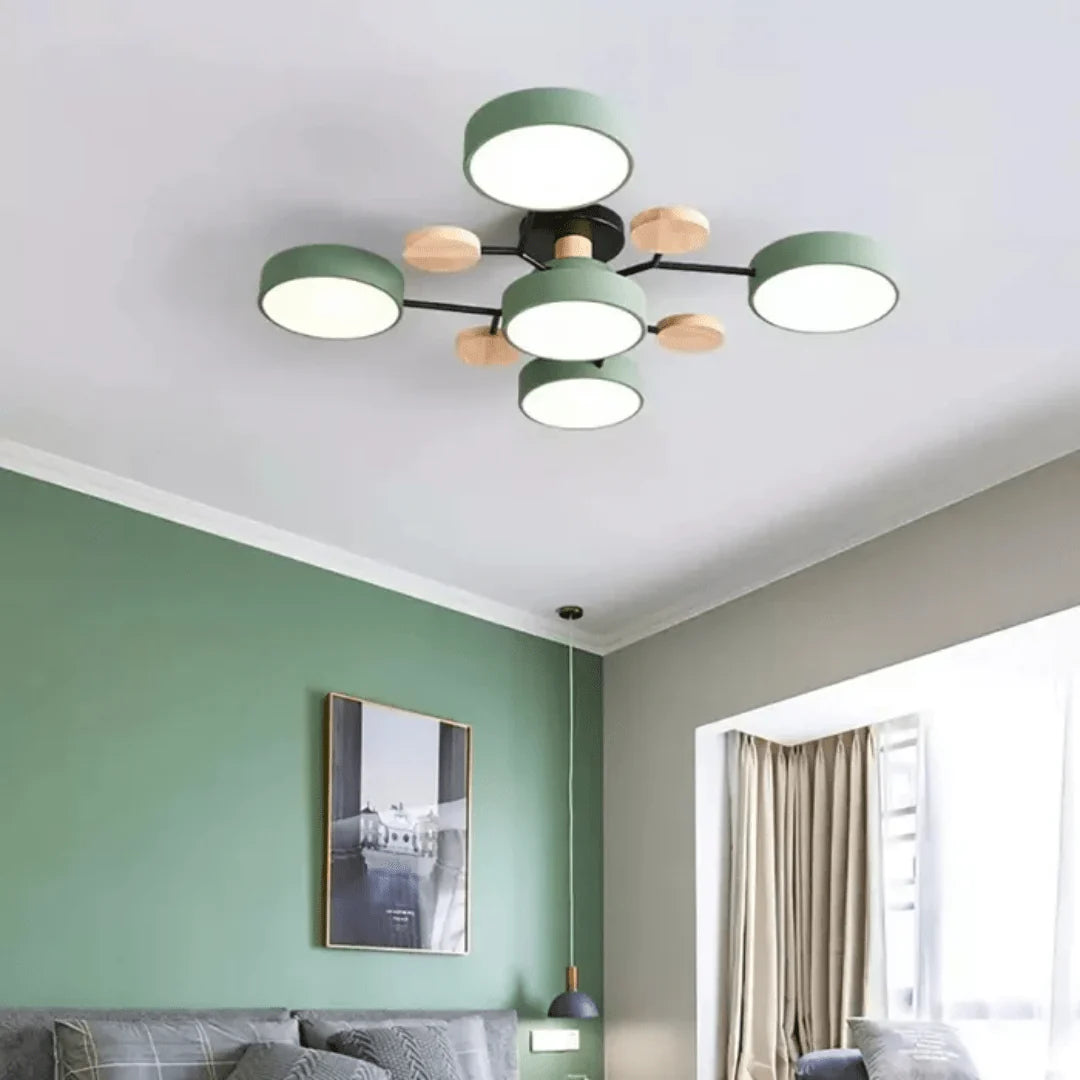 Ceiling Light 35-Inch Low-Profile LED Wood And Metal