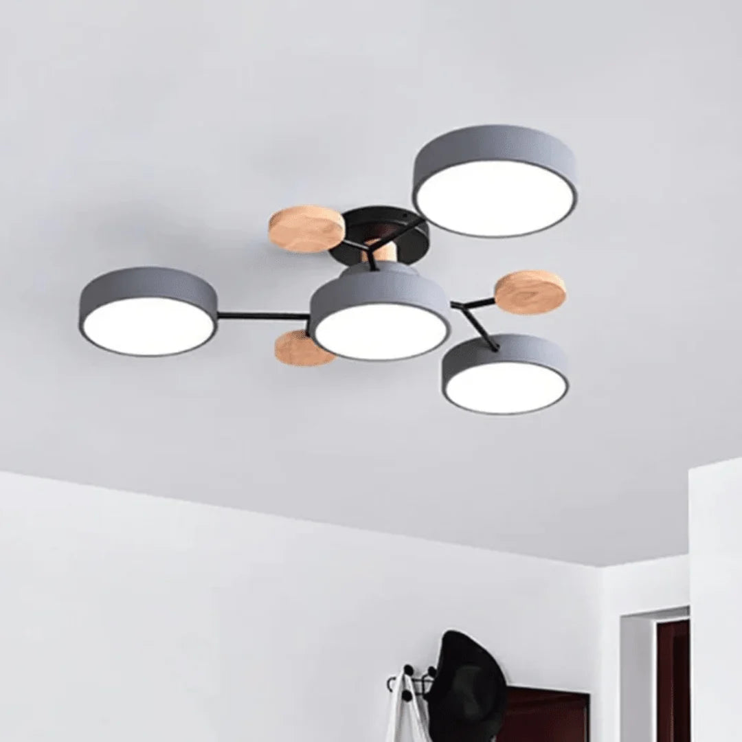 Ceiling Light 35-Inch Low-Profile LED Wood And Metal