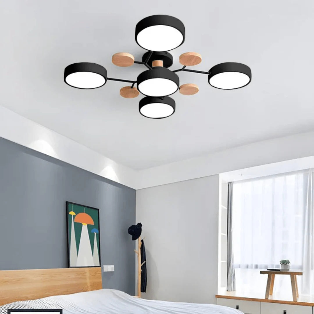 Ceiling Light 35-Inch Low-Profile LED Wood And Metal