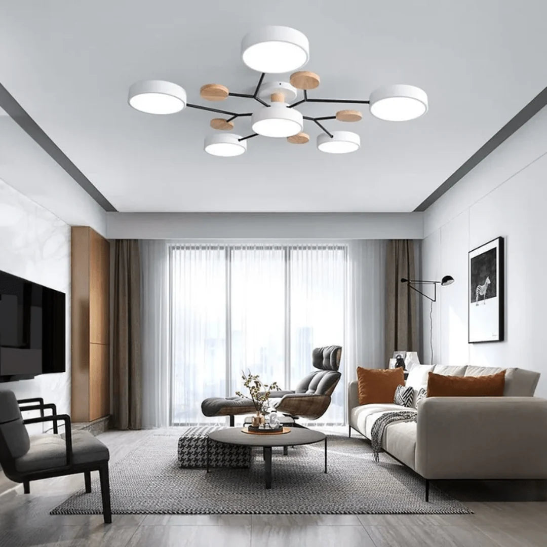 Ceiling Light 35-Inch Low-Profile LED Wood And Metal