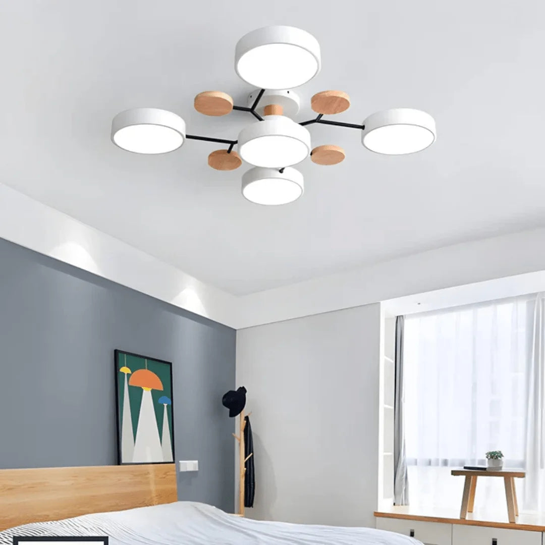 Ceiling Light 35-Inch Low-Profile LED Wood And Metal
