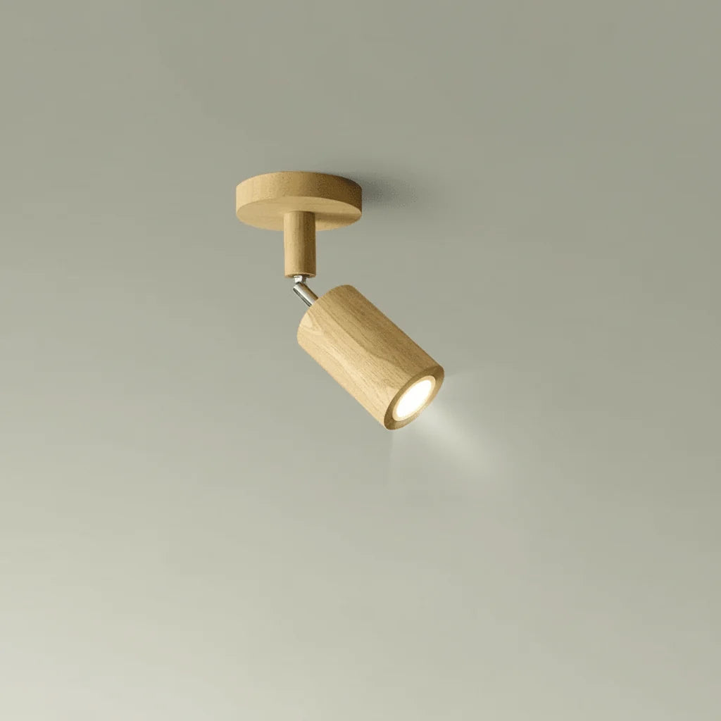 Ceiling Light Solid Wood Adjustable Directional Head