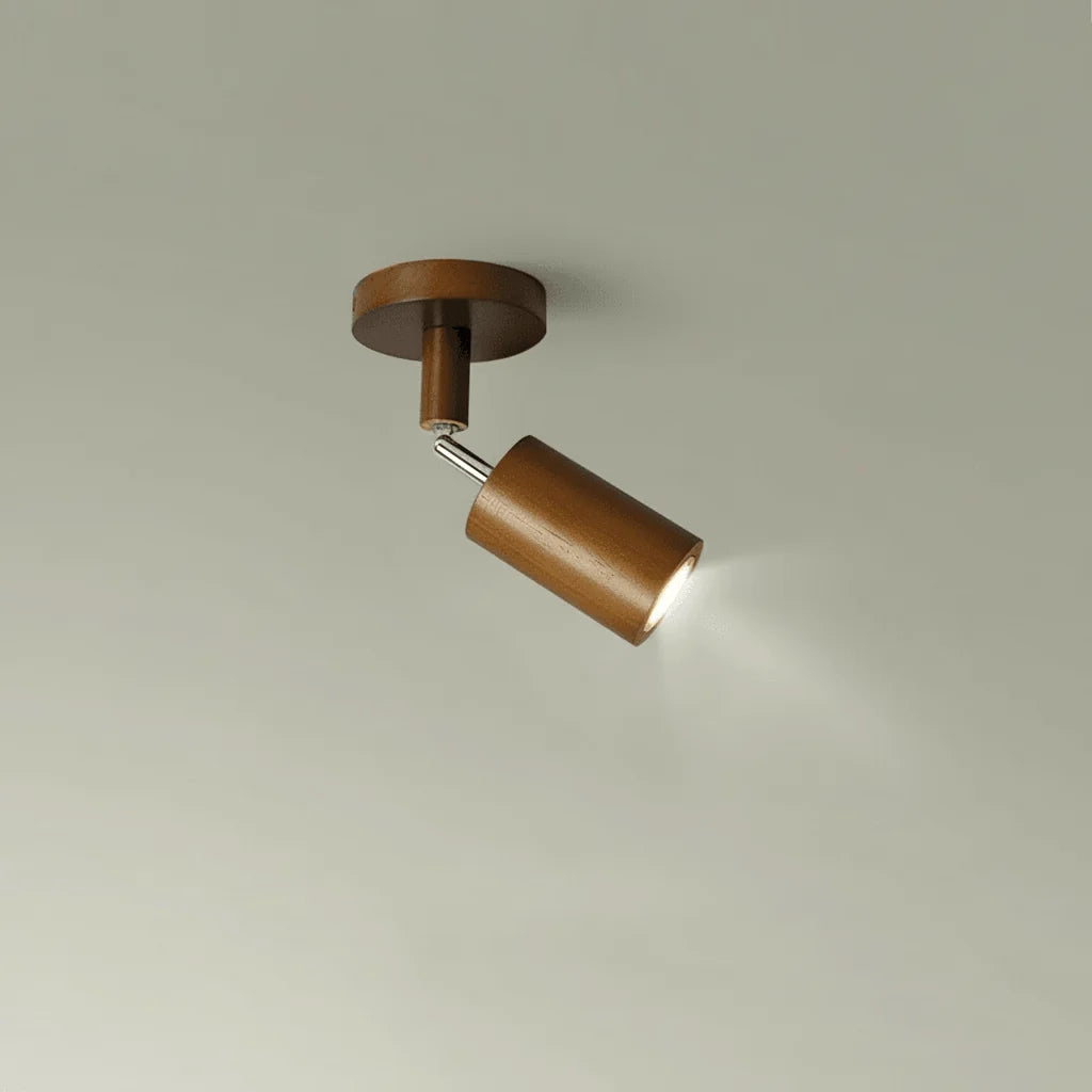 Ceiling Light Solid Wood Adjustable Directional Head