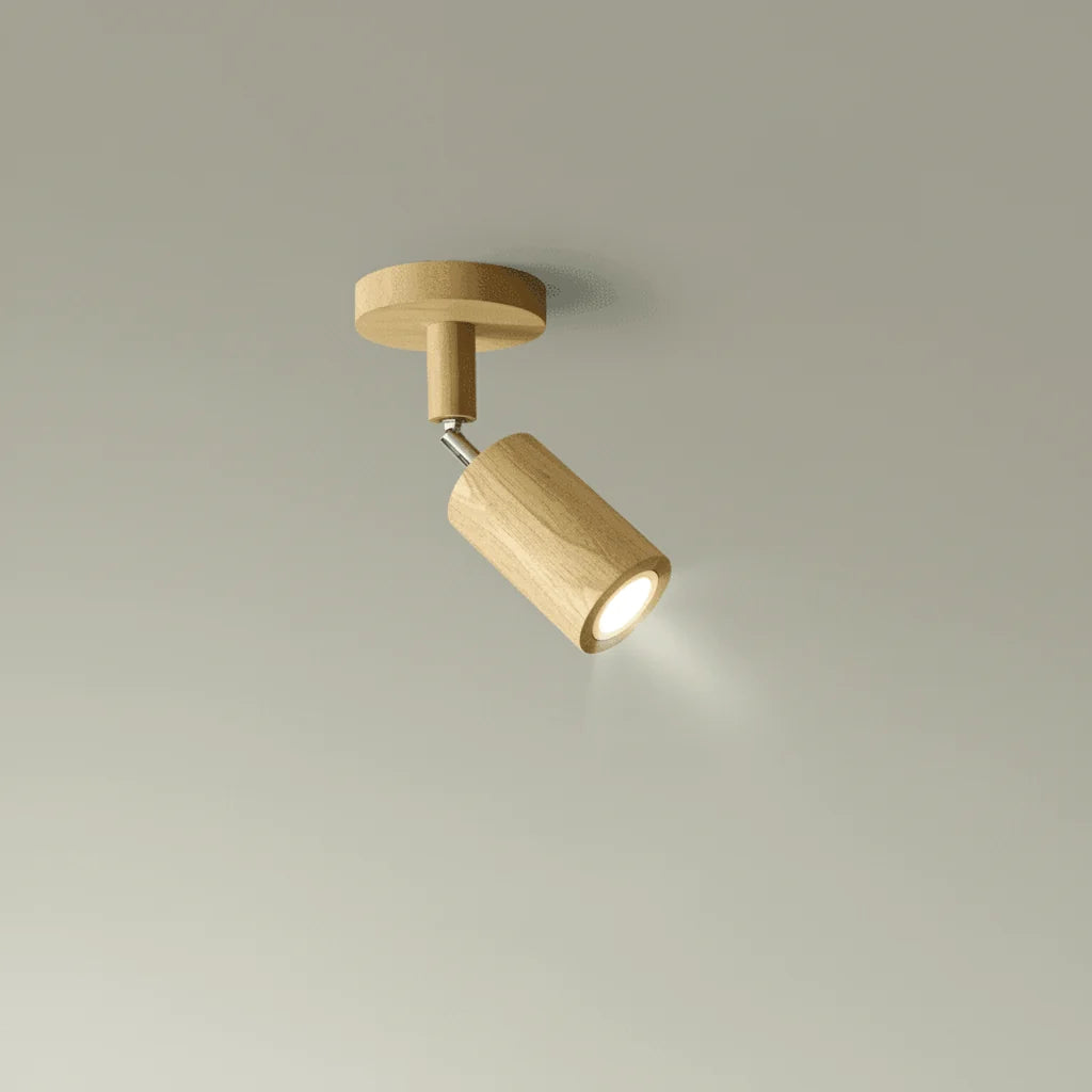 Ceiling Light Solid Wood Adjustable Directional Head
