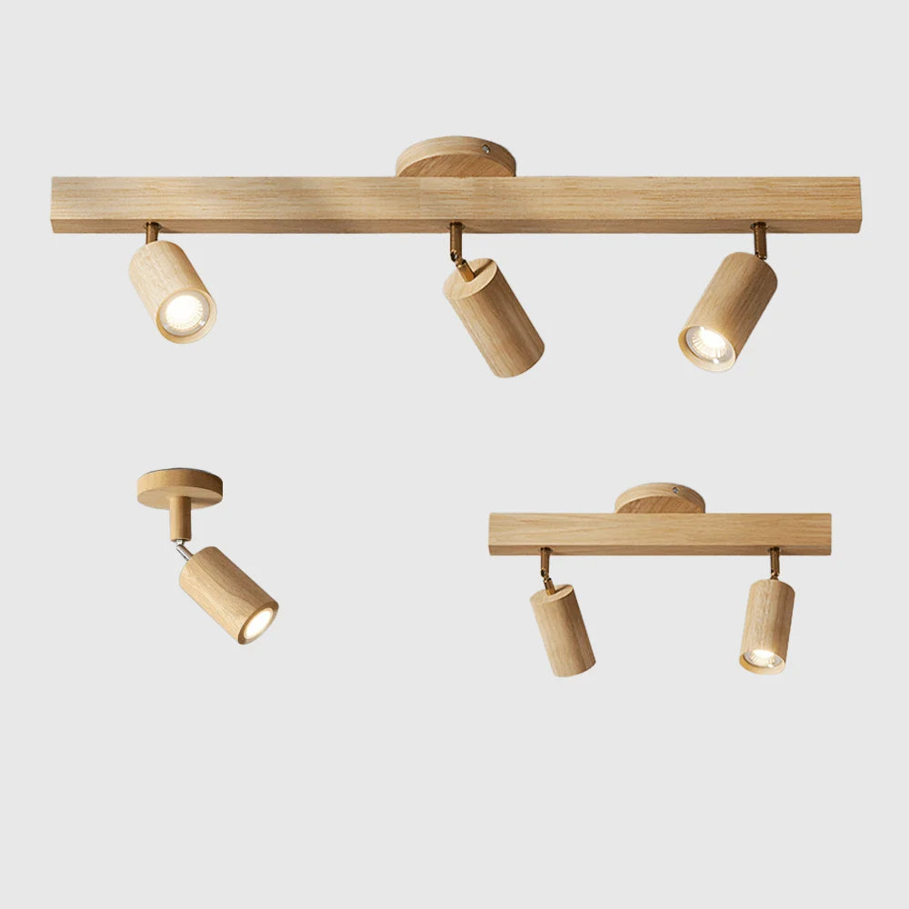 Ceiling Light Solid Wood Adjustable Directional Head
