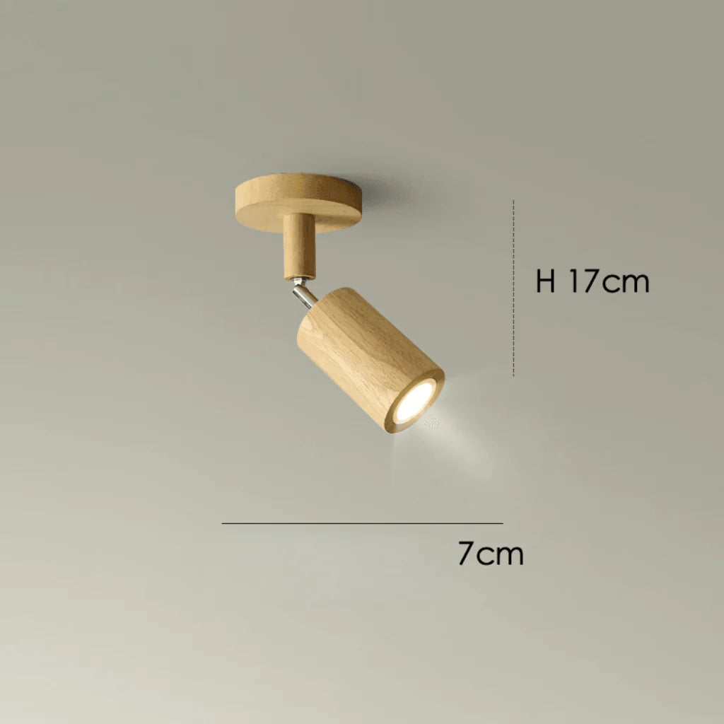 Ceiling Light Solid Wood Adjustable Directional Head