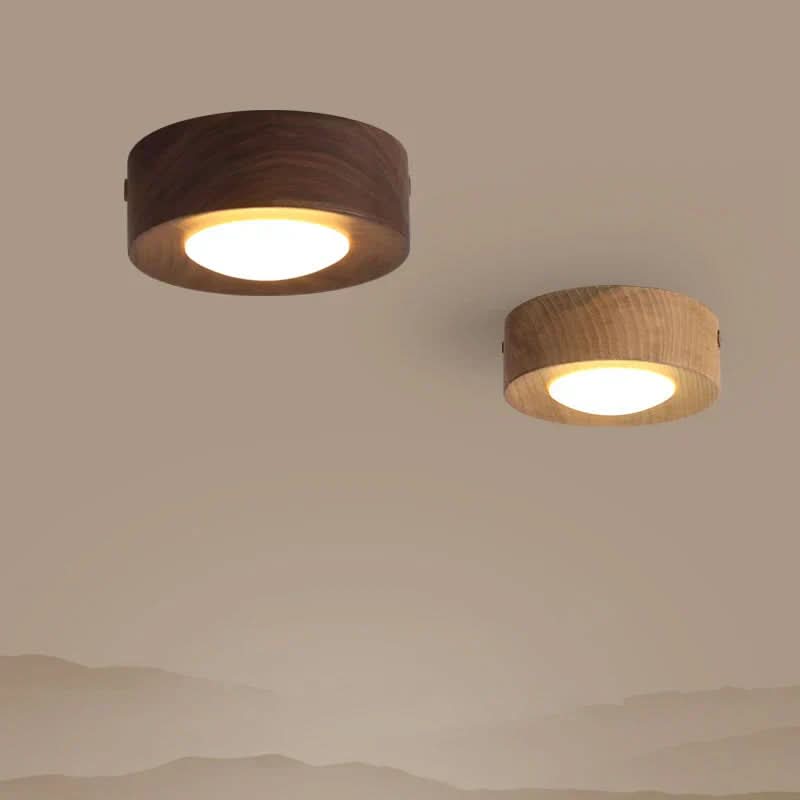 Ceiling Light Walnut Wood Integrated Energy-Efficient LED