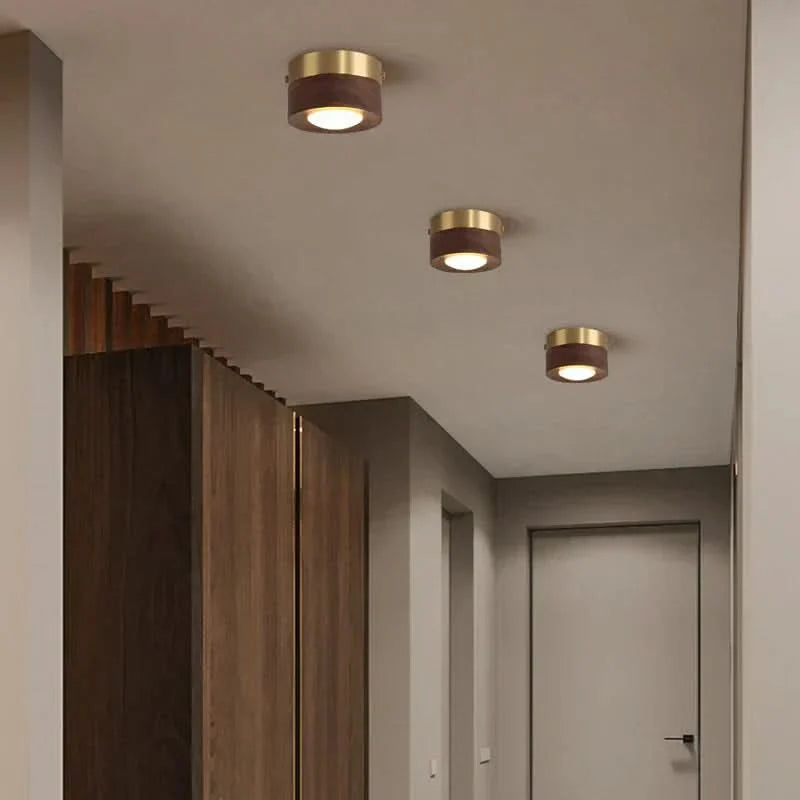 Ceiling Light Walnut Wood Integrated Energy-Efficient LED