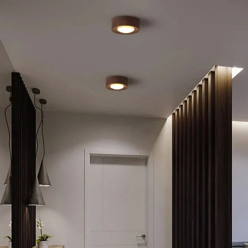 Ceiling Light Walnut Wood Integrated Energy-Efficient LED