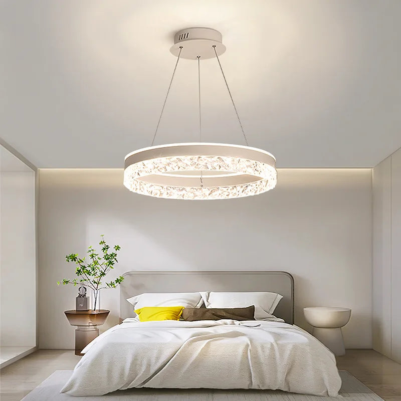 Chandelier Ring Design Crystal-Effect Inlay Dimmable LED
