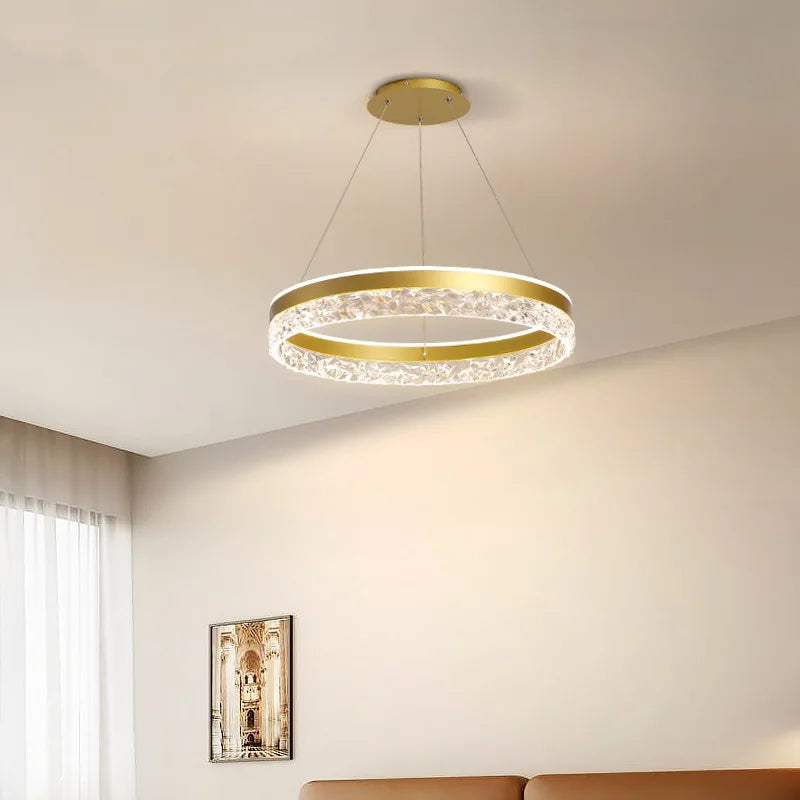 Chandelier Ring Design Crystal-Effect Inlay Dimmable LED