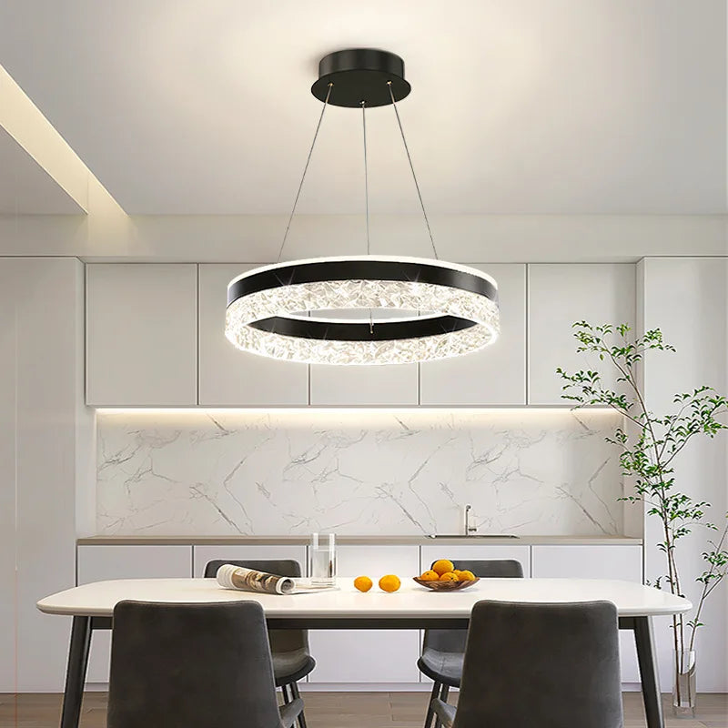 Chandelier Ring Design Crystal-Effect Inlay Dimmable LED