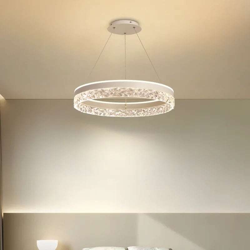 Chandelier Ring Design Crystal-Effect Inlay Dimmable LED