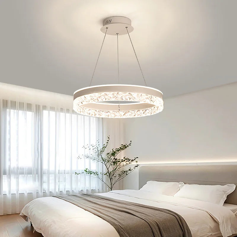 Chandelier Ring Design Crystal-Effect Inlay Dimmable LED