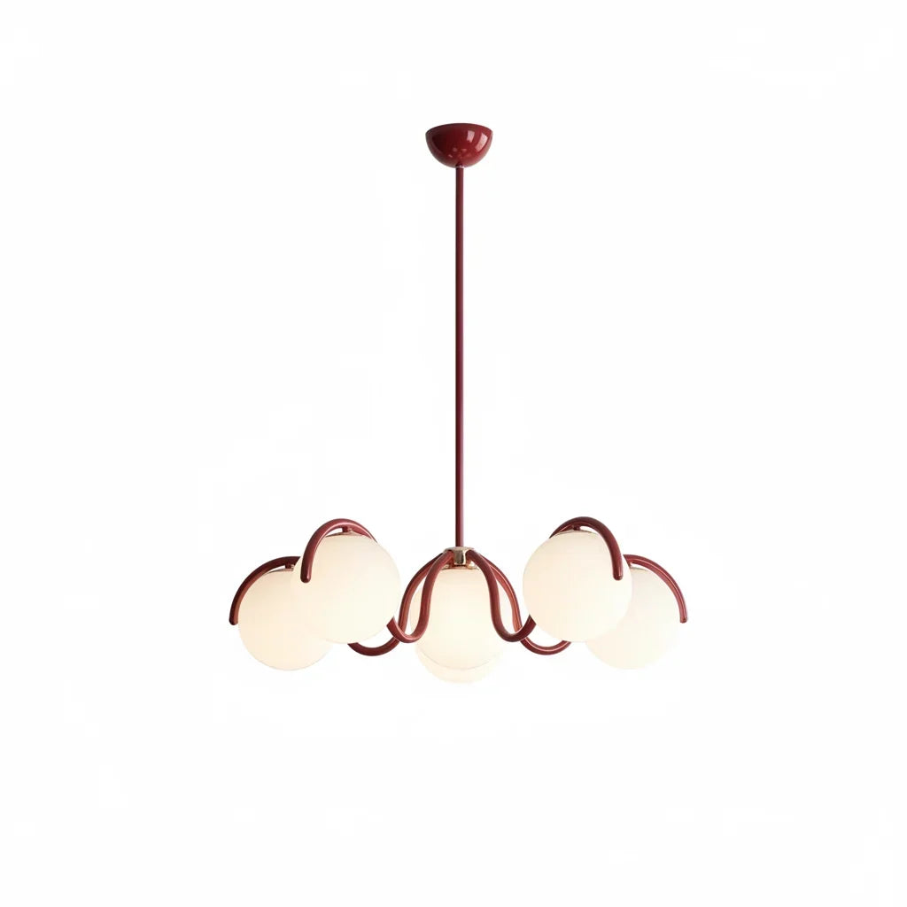 Chandelier Six Glass Shades Adjustable Height