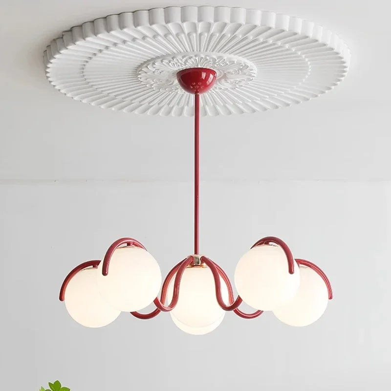Chandelier Six Glass Shades Adjustable Height
