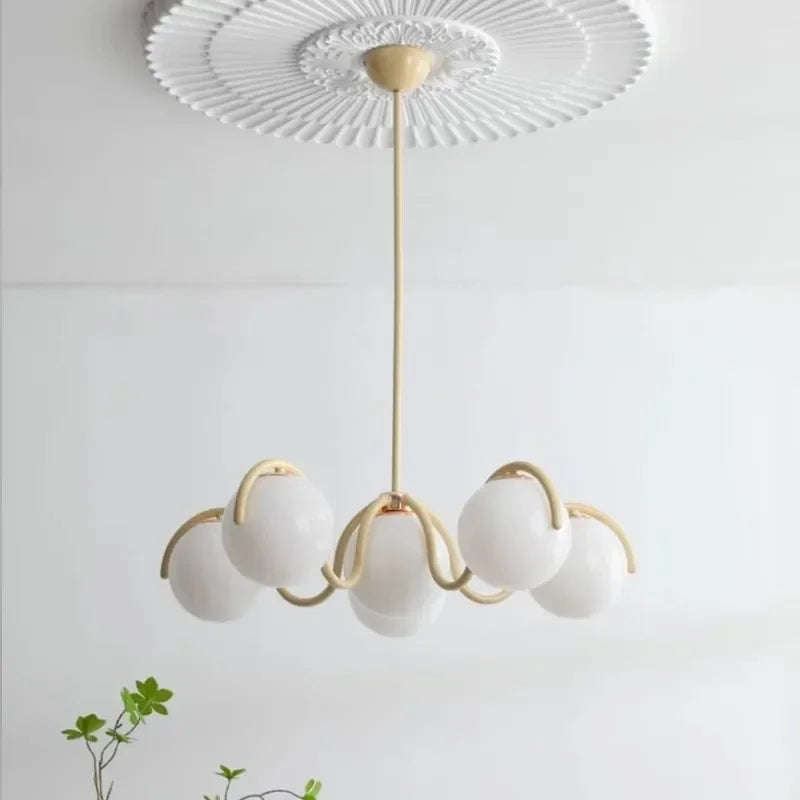 Chandelier Six Glass Shades Adjustable Height