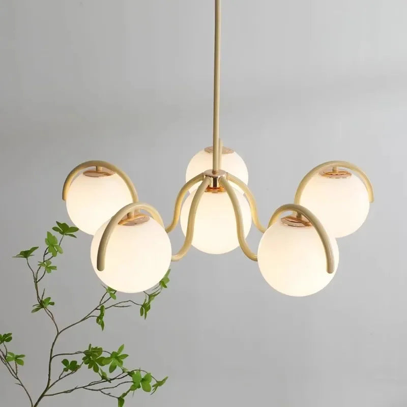 Chandelier Six Glass Shades Adjustable Height