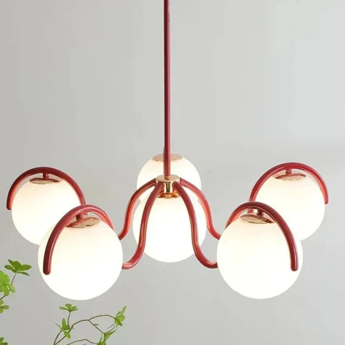 Chandelier Six Glass Shades Adjustable Height