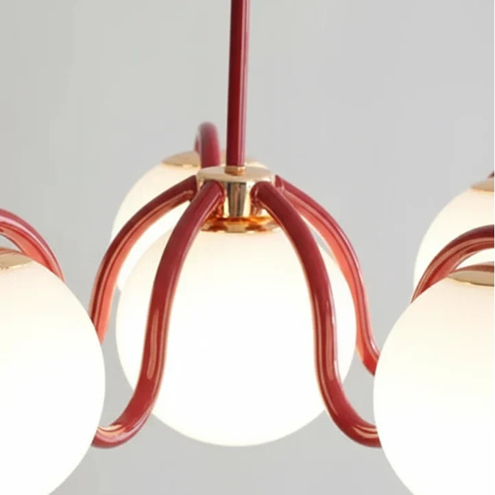 Chandelier Six Glass Shades Adjustable Height