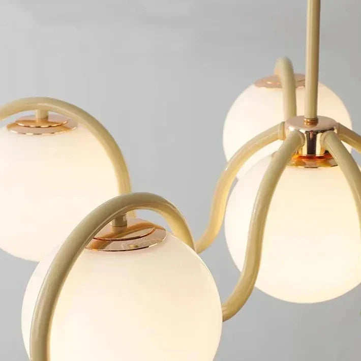 Chandelier Six Glass Shades Adjustable Height