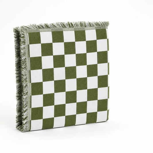 Checkered Picnic Blanket with Fringed Edges (130 x 180 cm)