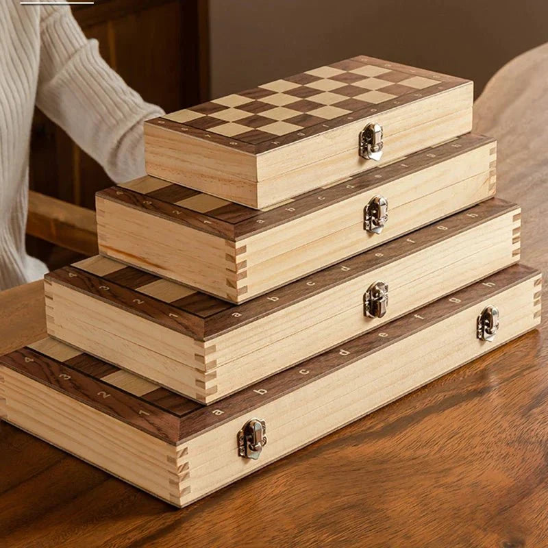 Chess Set Foldable Magnetic Wooden Pieces Travel-Friendly
