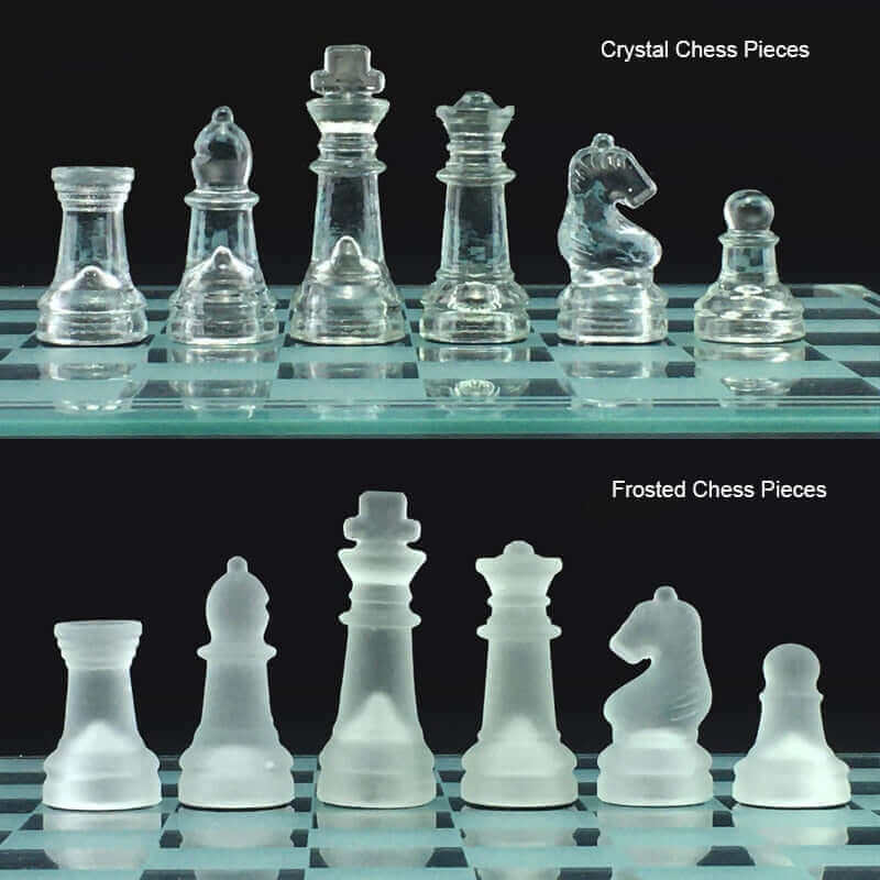 Chess Set Frosted Crystal Pieces Glass Board