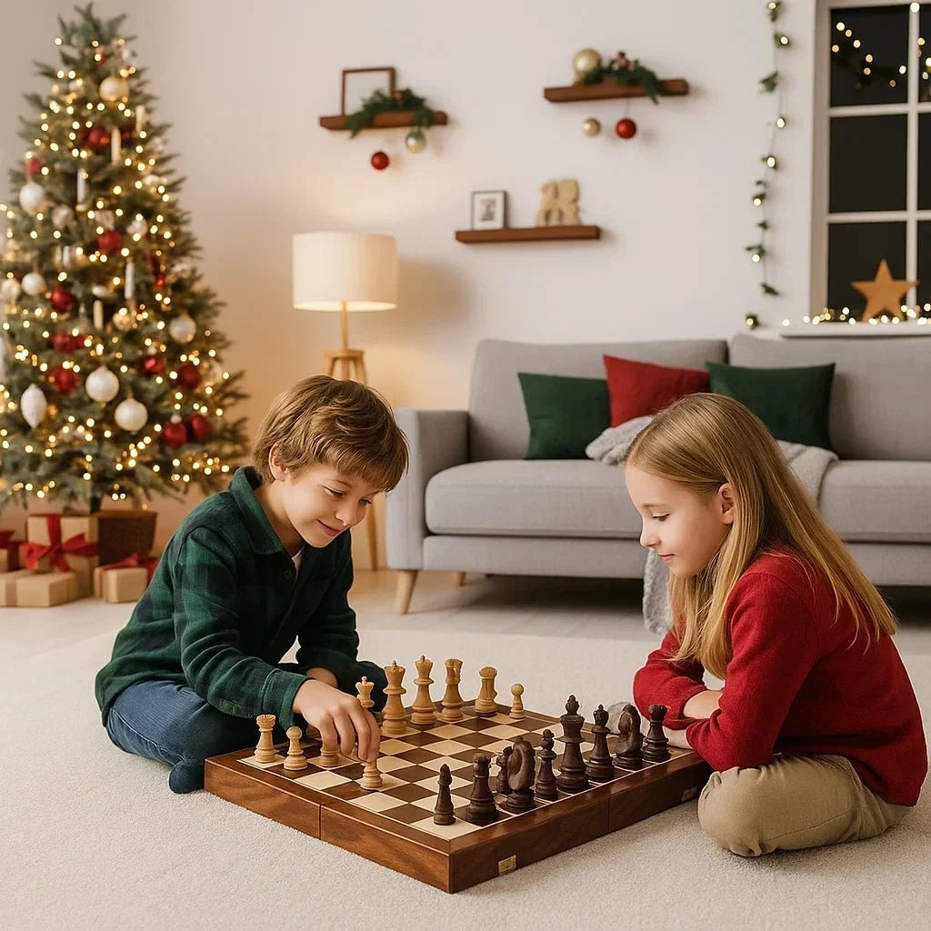 Chess Set Solid Walnut Folding Board Complete Pieces