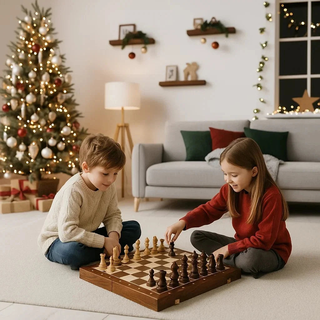 Chess Set Solid Walnut Folding Board Complete Pieces