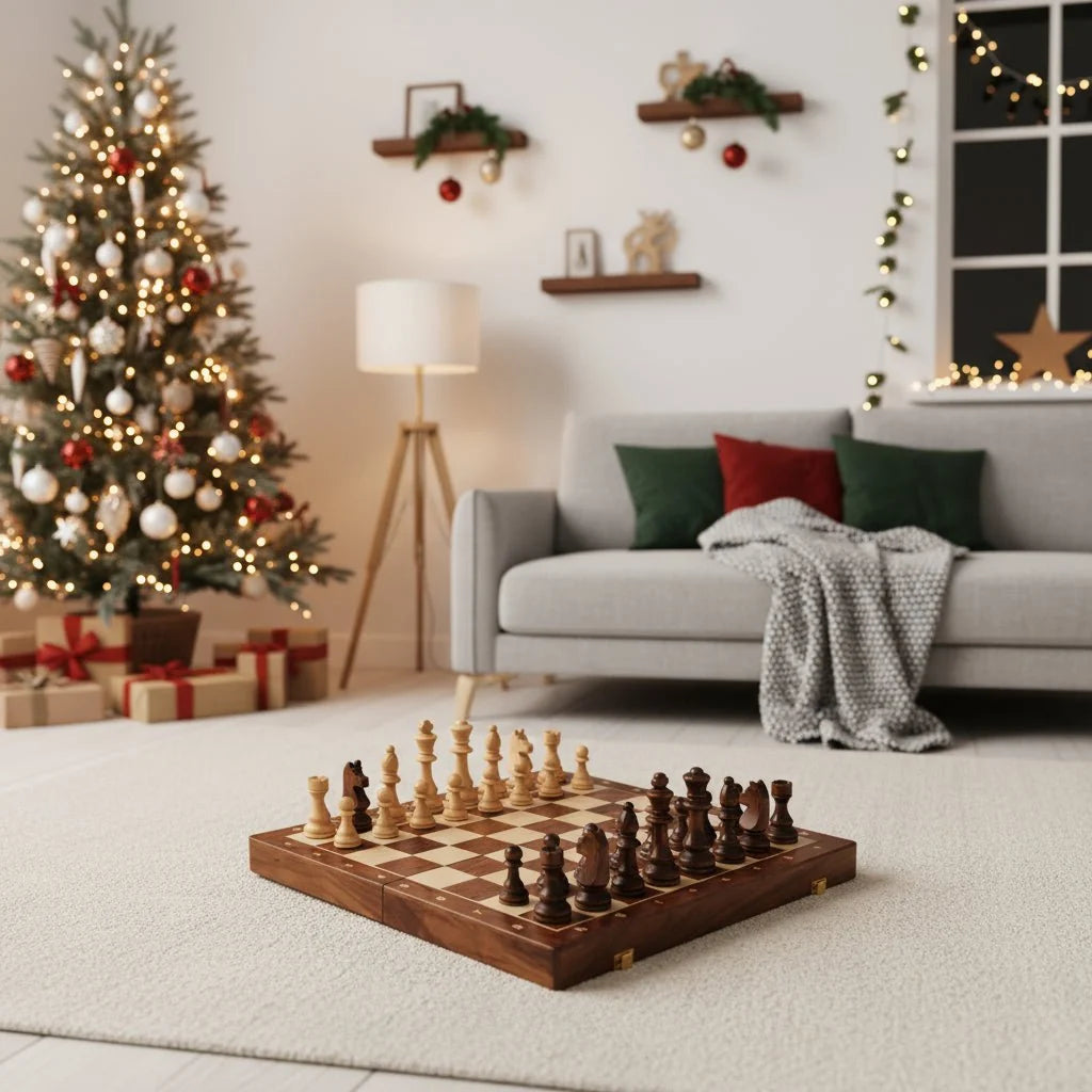 Chess Set Solid Walnut Folding Board Complete Pieces