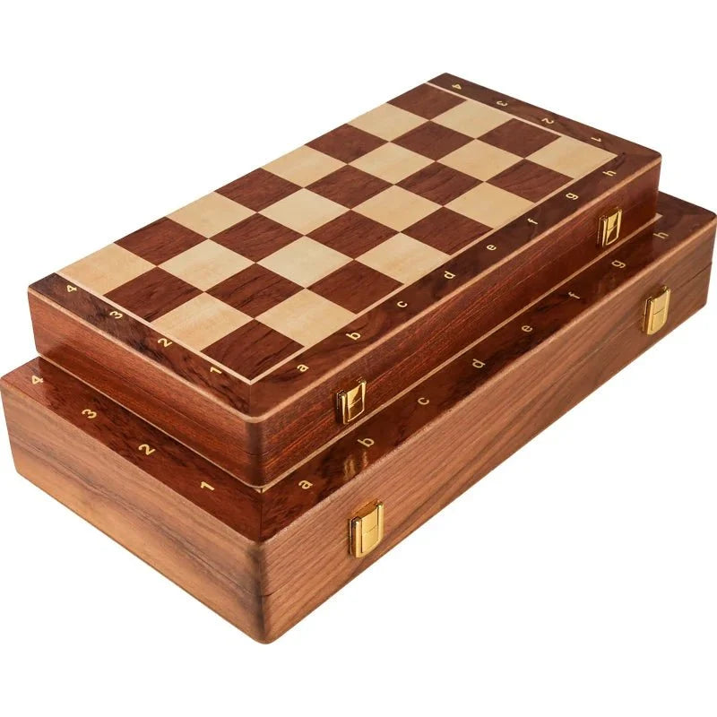 Chess Set Solid Walnut Folding Board Complete Pieces