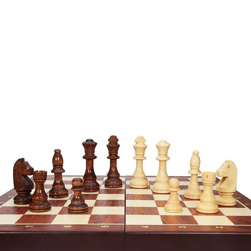 Chess Set Solid Wood Folding Board Built-In Storage