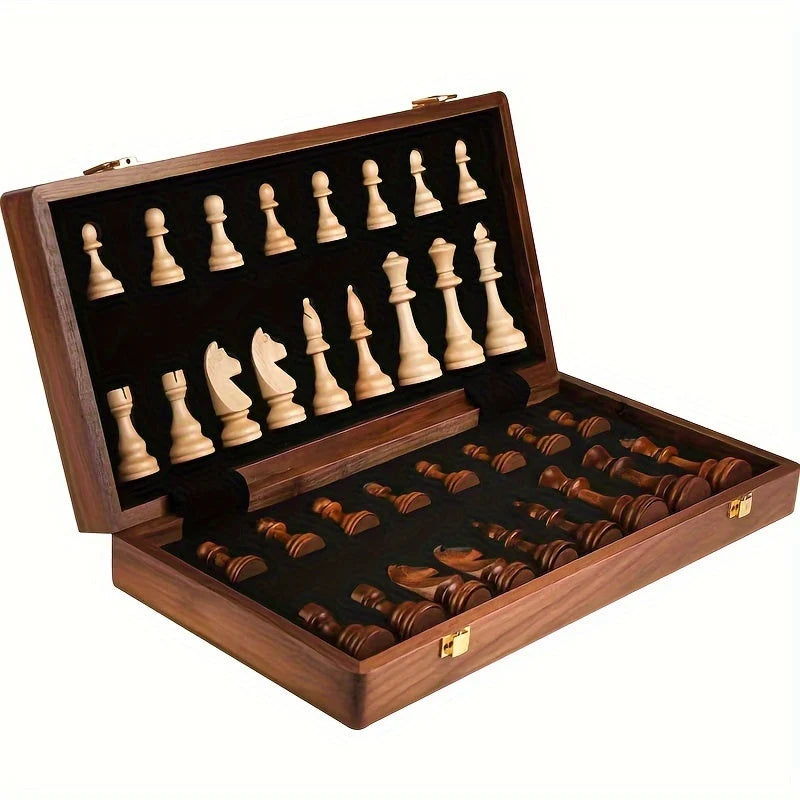 Chess Set Solid Wood Folding Board With Storage
