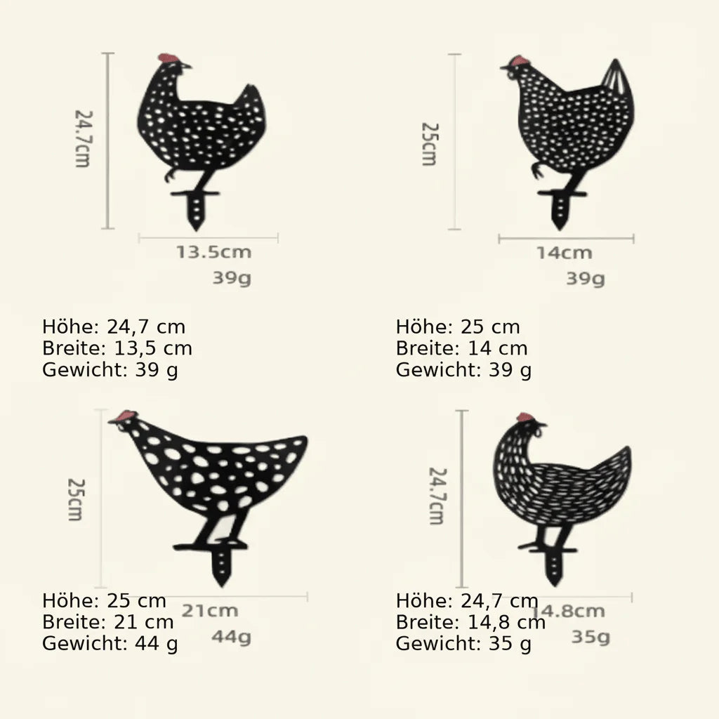Chicken Garden Statue Set Hand-Painted Weather-Resistant 5-Piece