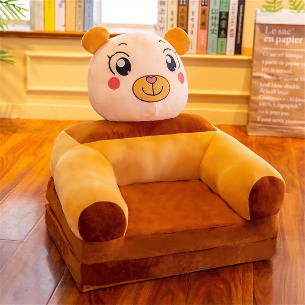 Children’s Storage Bench Foldable Animal Design Padded Velour Seat
