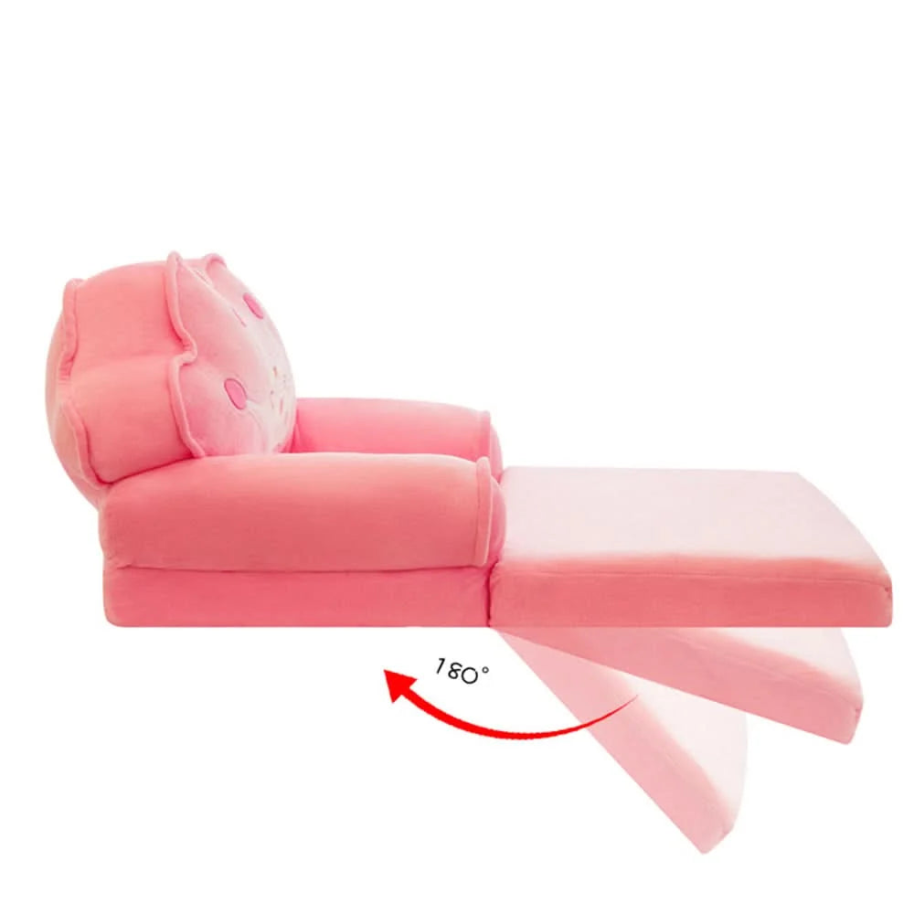 Children’s Storage Bench Foldable Animal Design Padded Velour Seat