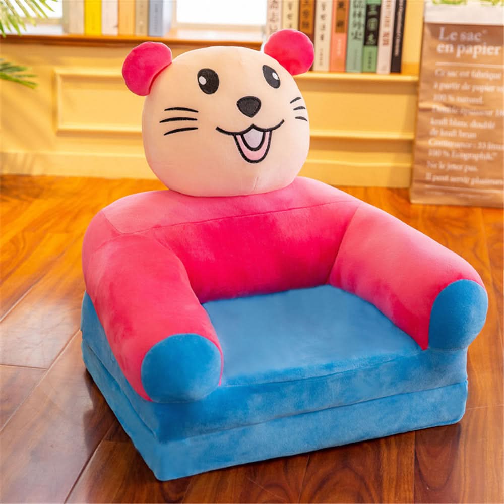 Children’s Storage Bench Foldable Animal Design Padded Velour Seat