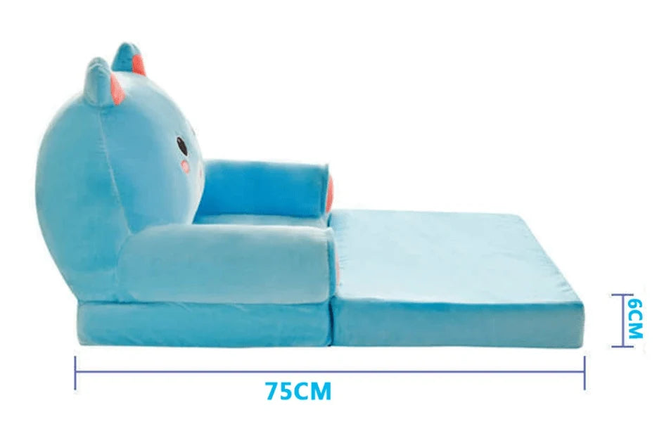 Children’s Storage Bench Foldable Animal Design Padded Velour Seat
