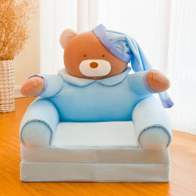 Children’s Storage Bench Foldable Animal Design Padded Velour Seat