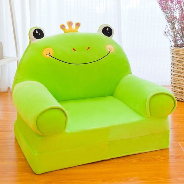 Children’s Storage Bench Foldable Animal Design Padded Velour Seat